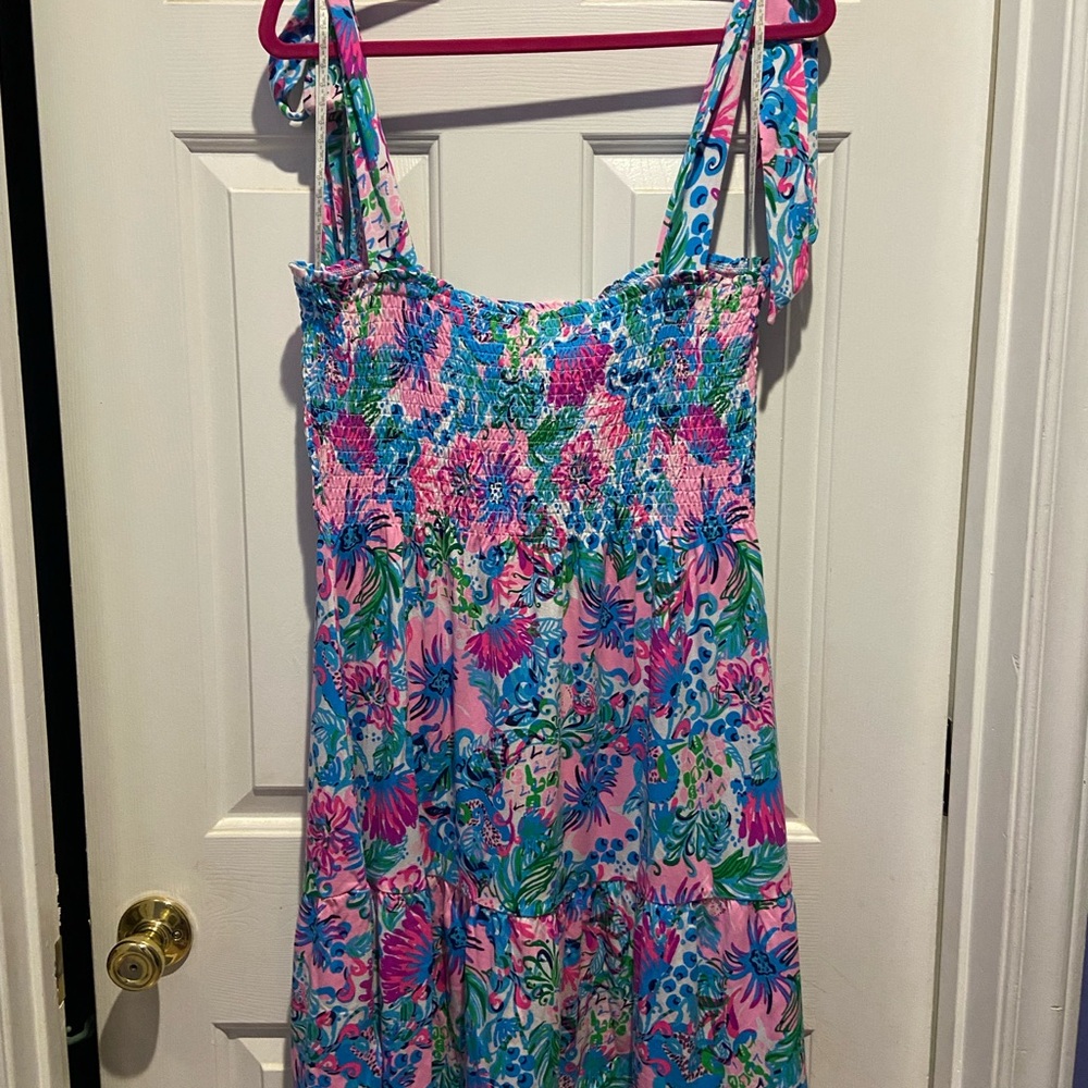 Lilly Pulitzer Kailua Smocked Dress XL -NWT in Mandevilla Baby Paradise Petals - Picture 6 of 6